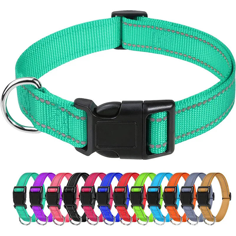 Reflective Dog Collar Strap with Adjustable Safety Nylon Pet Collar