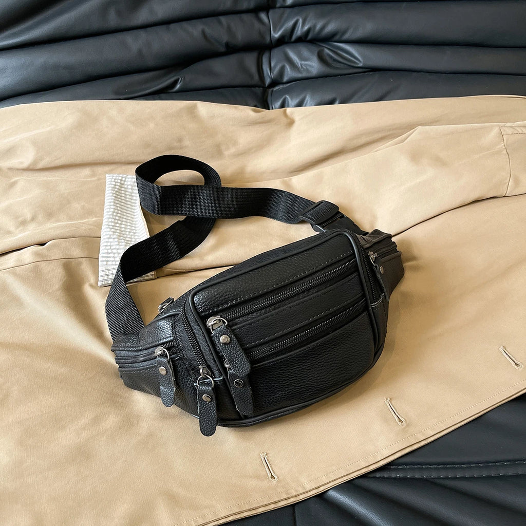 Leather Waist Bag Casual Small Square Hip Packs Crossbody