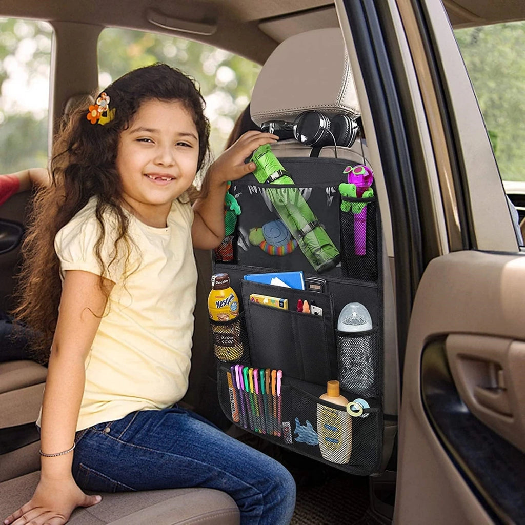 Car Seat Back Organizer 10 Storage Pockets with Touch Screen Tablet