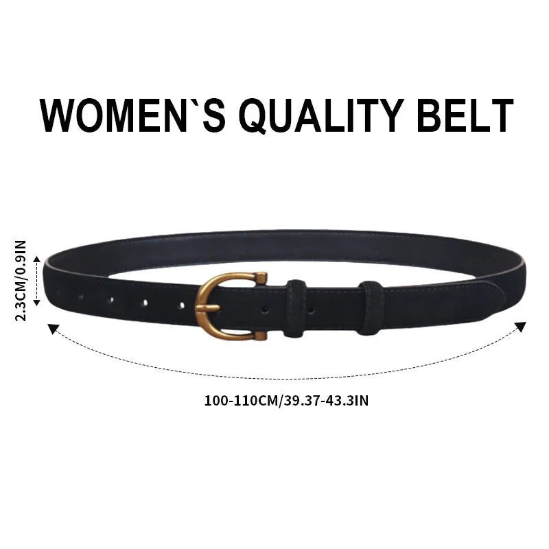 Women Luxury Design Suede Leather Belt Casual Versatile Business Waist