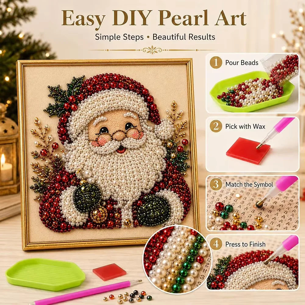 Santa Claus Pearl Diamond Painting Art Kit DIY Hand Painting Christmas