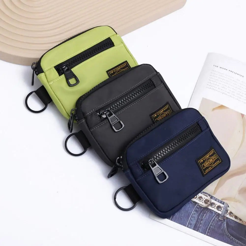Small Casual Men's Coin Purse Canvas Zipper Short Wallet Retro Key
