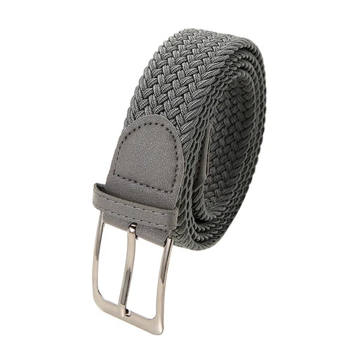 Solid Color Elastic Woven Belt, Casual Men's Hole-Free Elastic Canvas