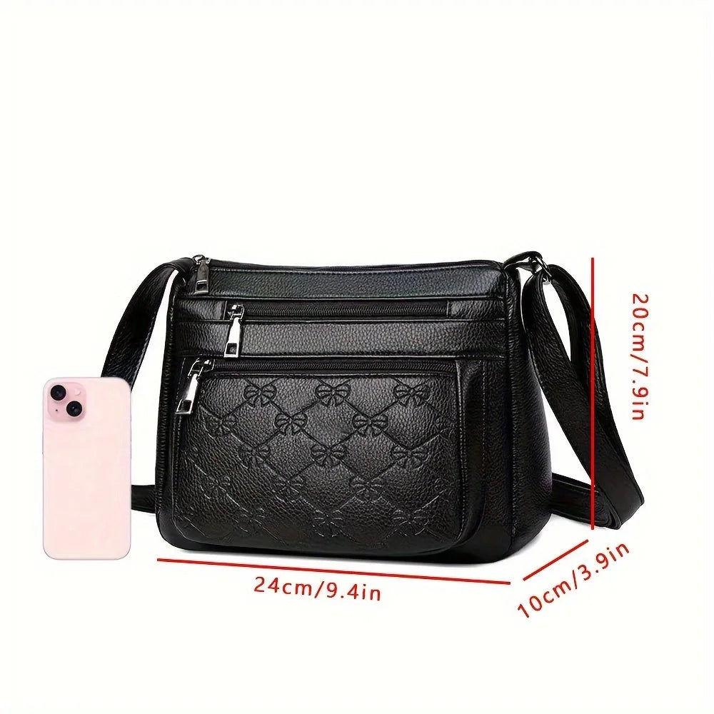 Women Crossbody Fashion Pu Leather Large Capacity Multi-Pocket Mom Bag