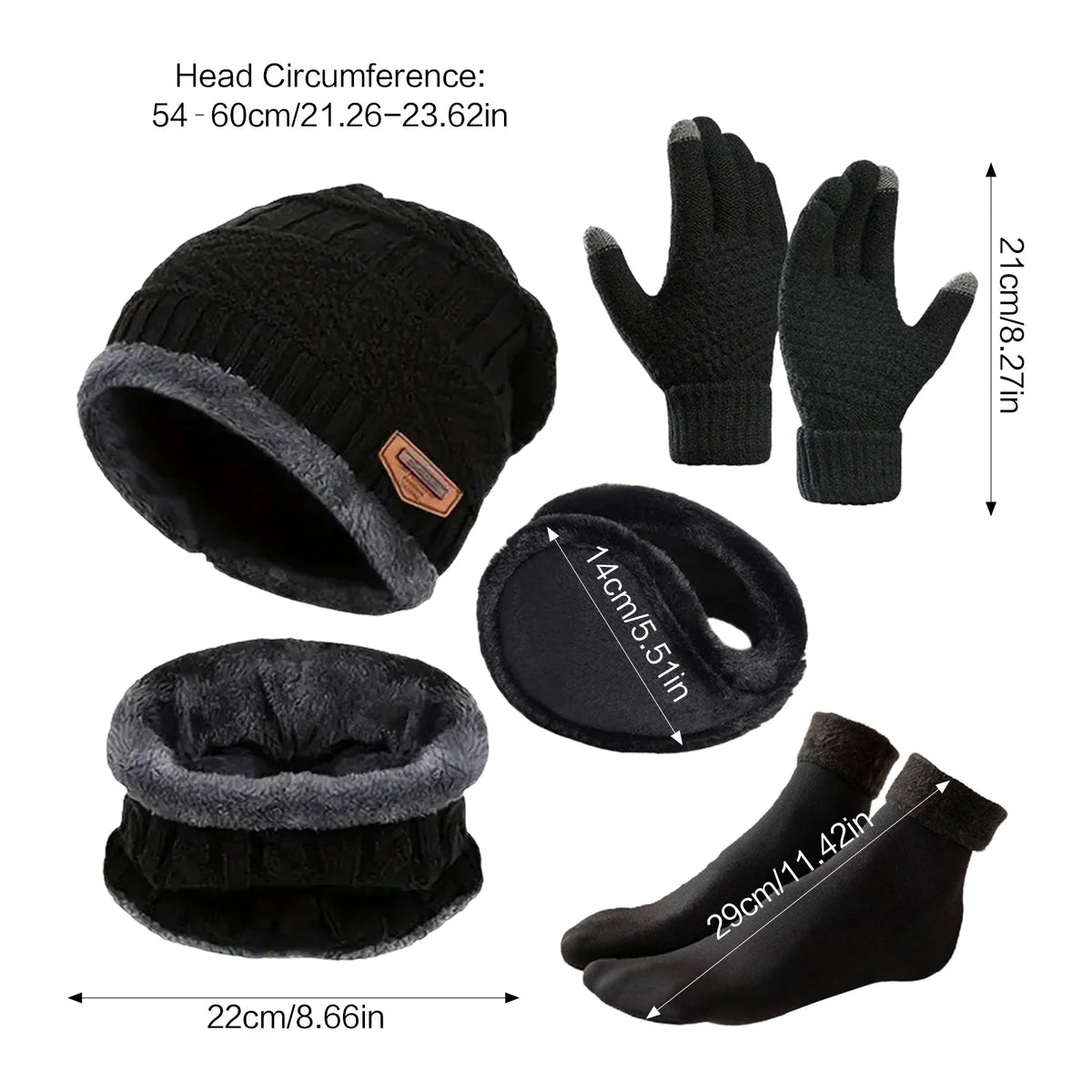 Autumn Winter Knitted Velvet Warm Set With Fleece Lined Knit Hat Scarf