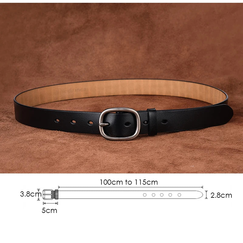 VATLTY 95cm-115cm Women's Leather Belt 2.8cm Natural Cowhide Trousers