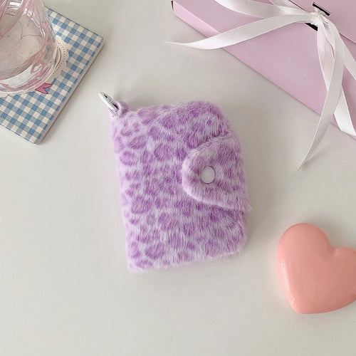 Leopard Pattern Plush Coin Purse Cute Wallet Card Bag Korean Fashion