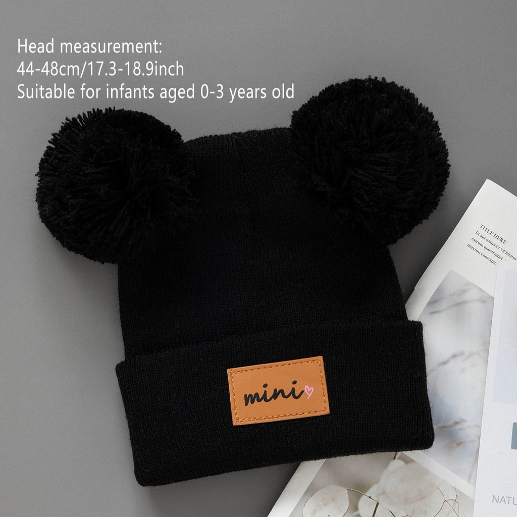 3pcs Kids Knitted Bonnet Bebe Newborn Baby Hat Pompom Cute Winter Hat