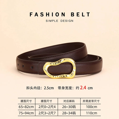 Genuine Leather Belt for Women; Fashionable Accessory for Versatile