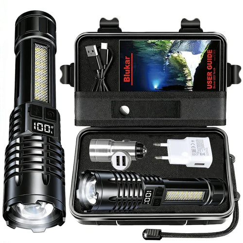 Powerful LED Zoomable Tactical Flashlight USB Rechargeable Emergency