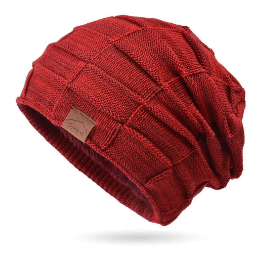 Winter Women's Knitted Beanie Hat, Warm Fleece Lined Plus Size Fashion