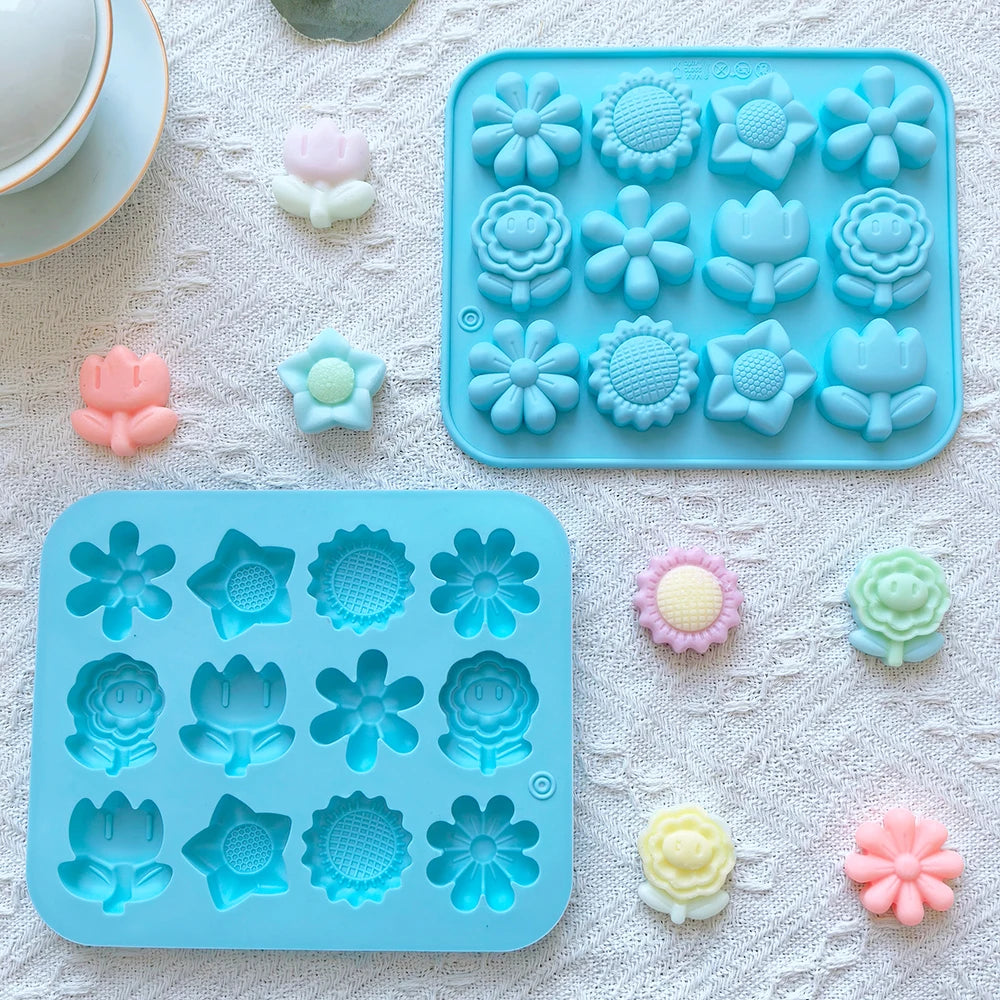 1pc Mini 12 cavity 6 small flower shaped candy chocolate cookies