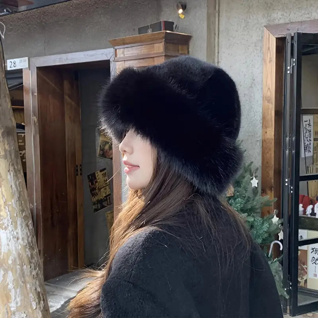 Thicken Plush Warm Fur Hat Women Warm Mongolian Hat Windproof Ear