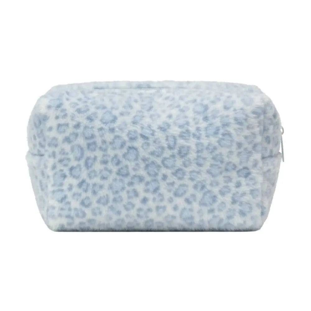Durable Fuzzy Makeup Bag Large Capacity Leopard Print Toiletry