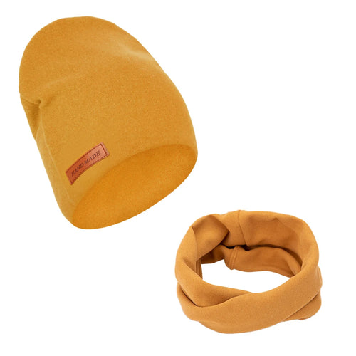 2Pcs/Lot Faux Cashmere Baby Turban Hats Scarf Set Newborn Kids Leather