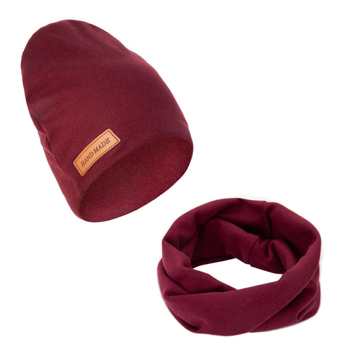 2Pcs/Lot Faux Cashmere Baby Turban Hats Scarf Set Newborn Kids Leather