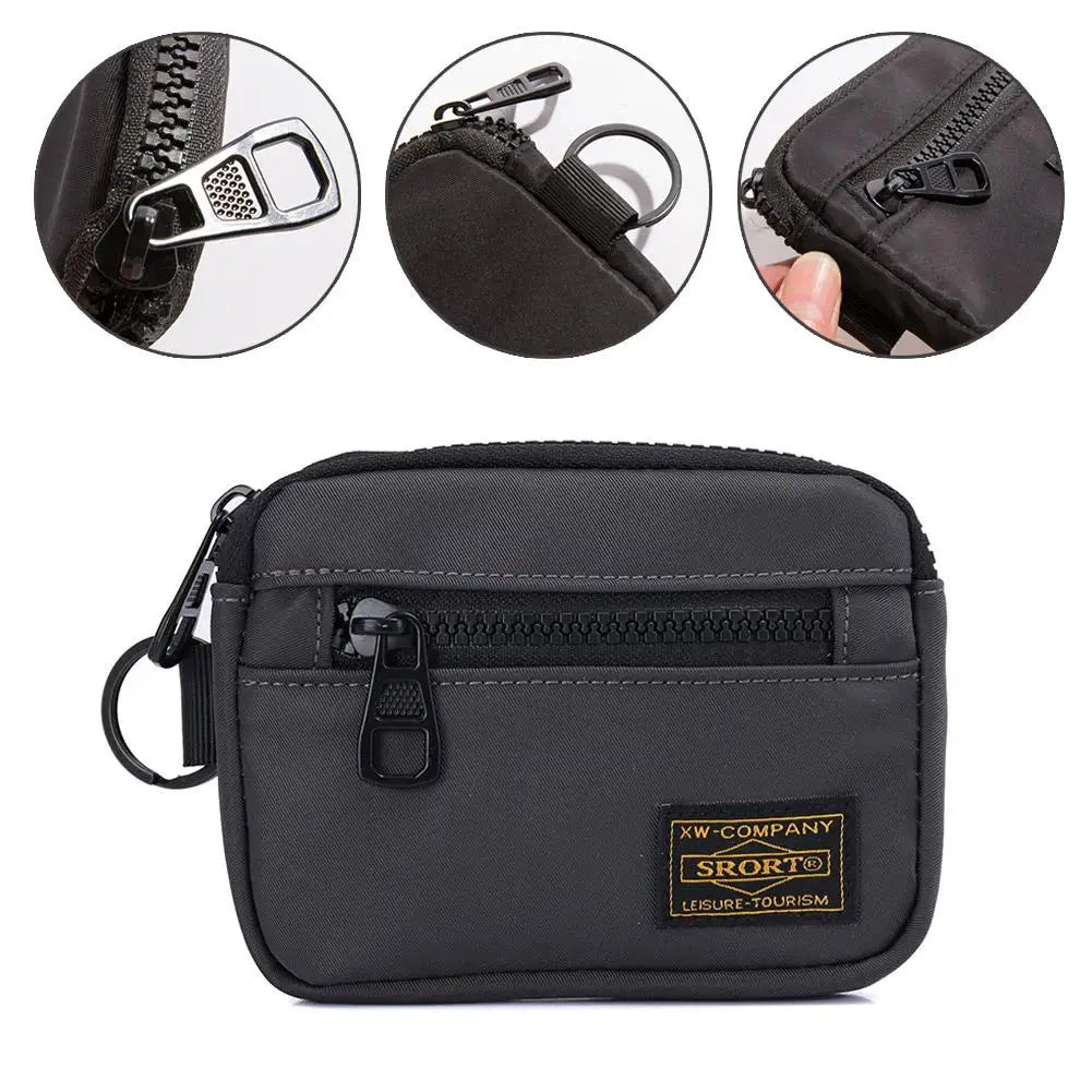 Small Casual Men's Coin Purse Canvas Zipper Short Wallet Retro Key
