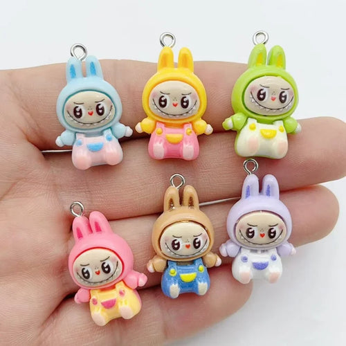 10Pcs Kawaii Rabbit Strawberry House Resin Charms Lovely Cartoon