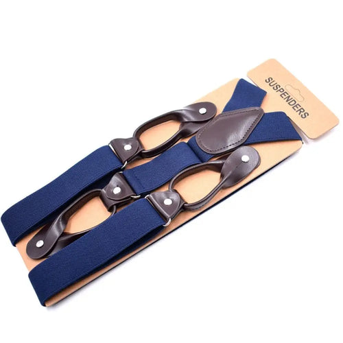 Men Women Adult Vintage Suspenders Leather Trimmed Button End Y Back