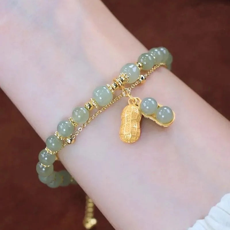 Natural Real Jade Peanut Bracelet Charm Jewelry Designer Bangle