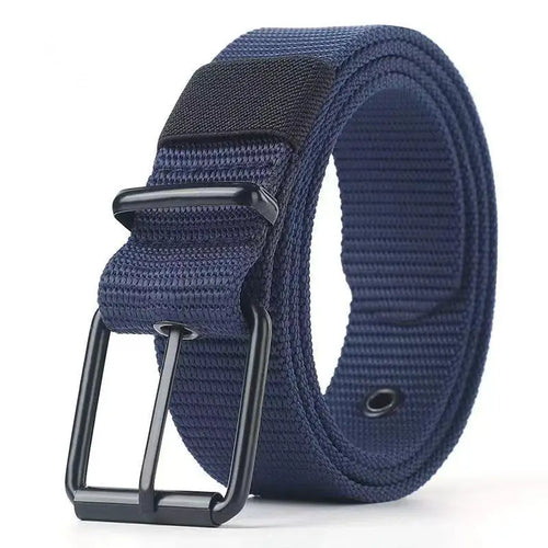 Men's Canvas Pin Buckle Belt – Porous Outdoor Leather Belt in Gray