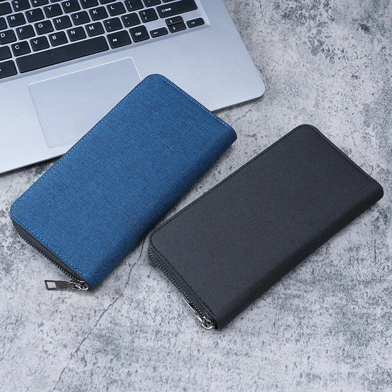 New men's long zipper wallet large capacity multi-card business canvas