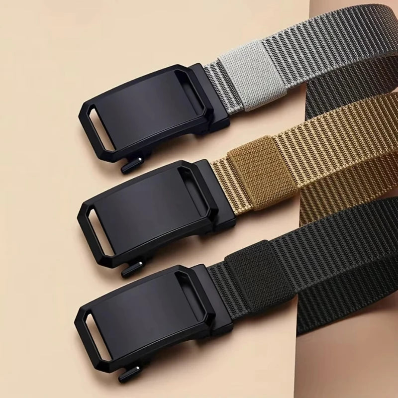 New Automatic Buckle Belt, Canvas Tactical Workwear Casual Outdoor