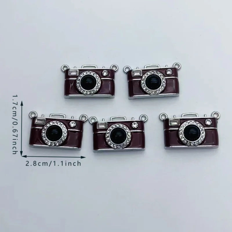 10pcs Retro Brown Camera Double Hanging Pendant Handmade DIY Bracelet