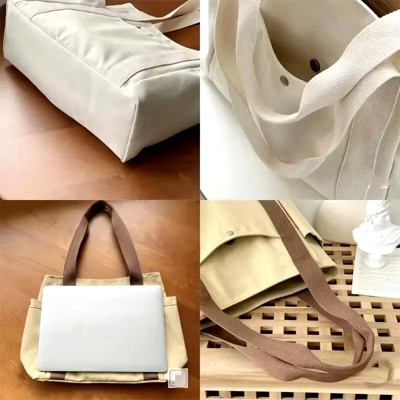 Large Capacity Canvas Tote Bags for Work Commuting Carrying Bag