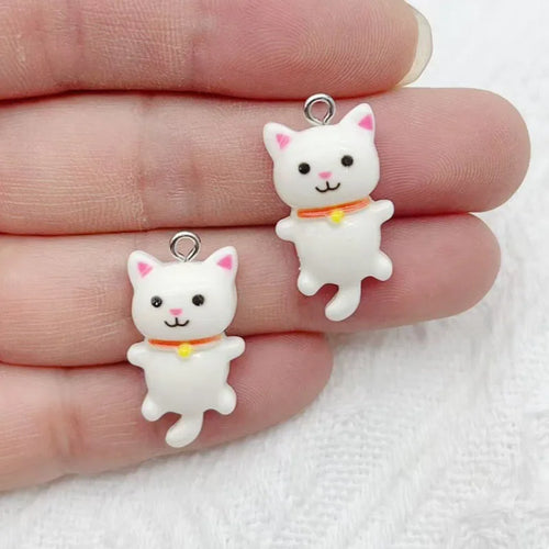 12pcs Cute Mini Cat Resin Pendant DIY Handmade Earrings Necklace