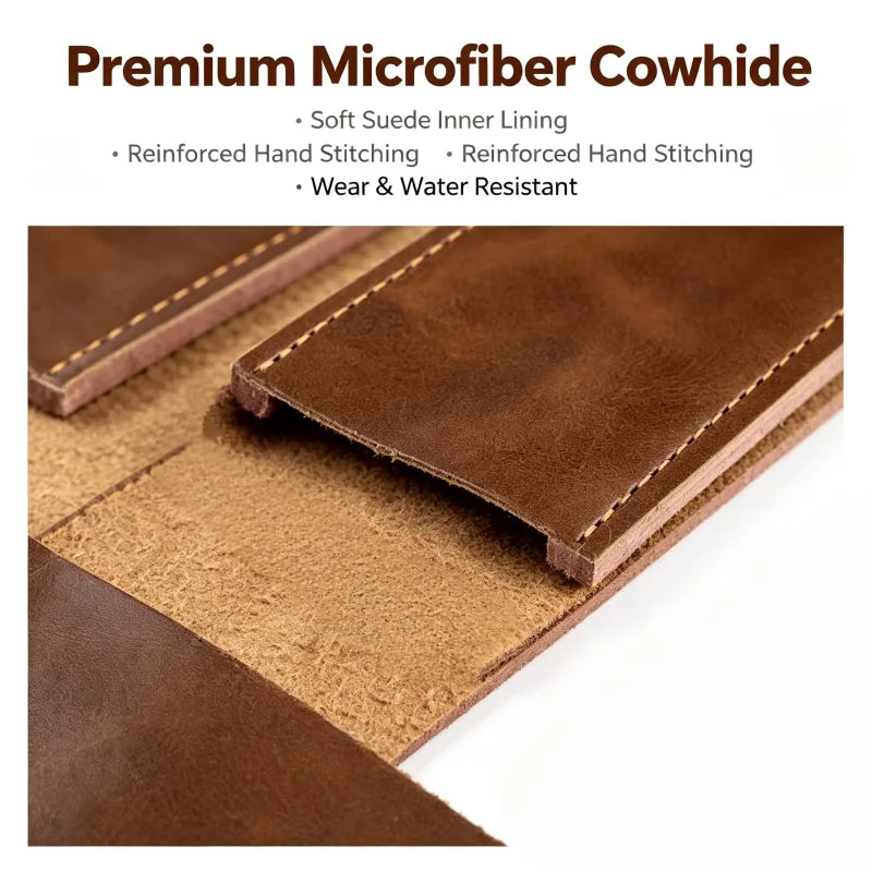 Portable Handheld Split Leather Knife Roll Pouch Vintage Cutlery