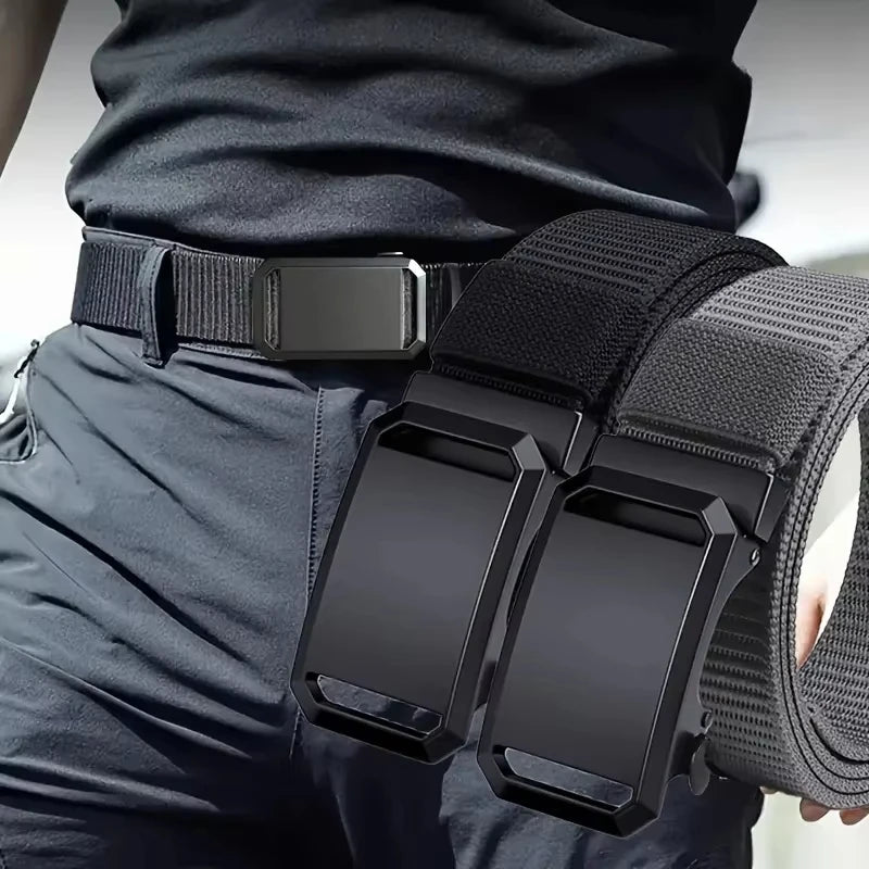 New Automatic Buckle Belt, Canvas Tactical Workwear Casual Outdoor