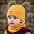 2pcs Winter Baby Hat Scarf Set Toddler Girl Boy Cap Knitted Beanie Fur