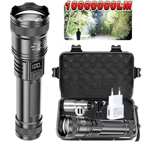 Powerful LED Zoomable Tactical Flashlight USB Rechargeable Emergency