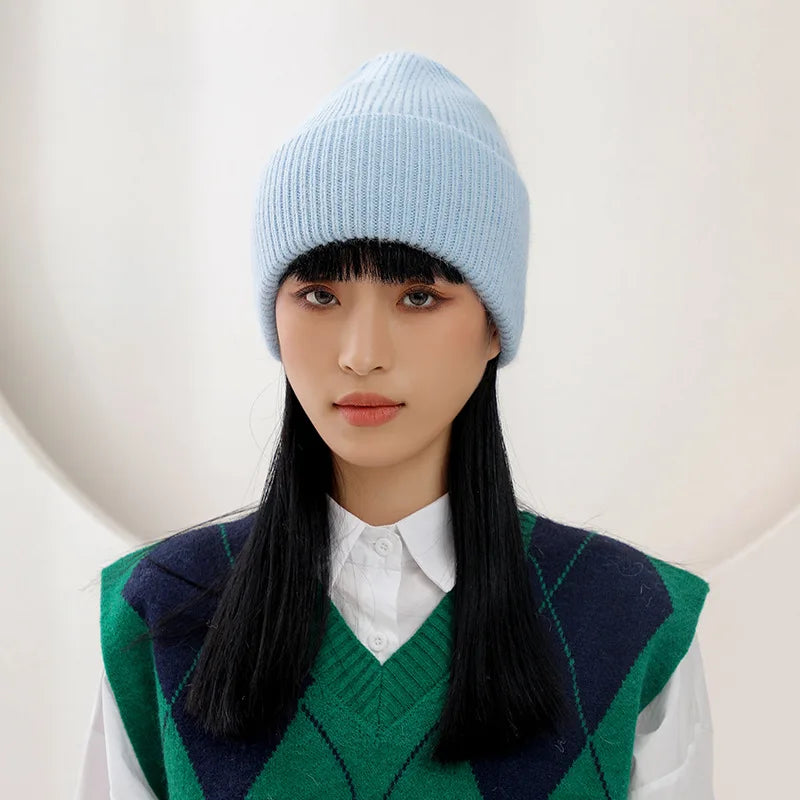 Winter Warm Rabbit Hair Hoodie Women's Knitted Hat Versatile Knitted