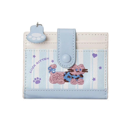 Women Cute Cartoon Embroidery Sausage Dog Wallet Zipper Coin Purse