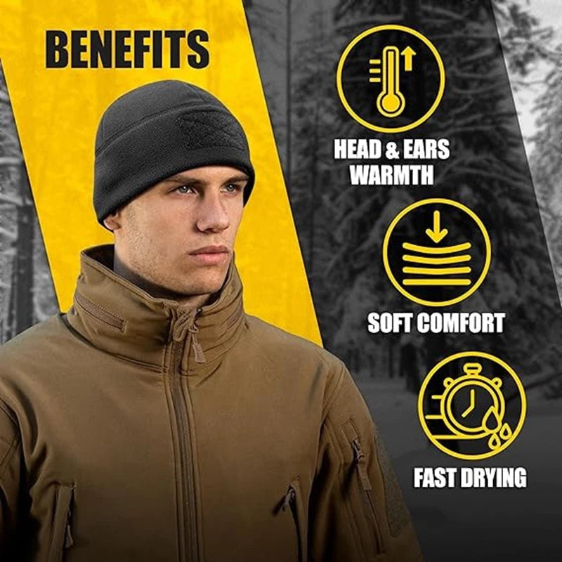 Windproof Tactical Beanie - Thick, Warm Knit Hat for Outdoor