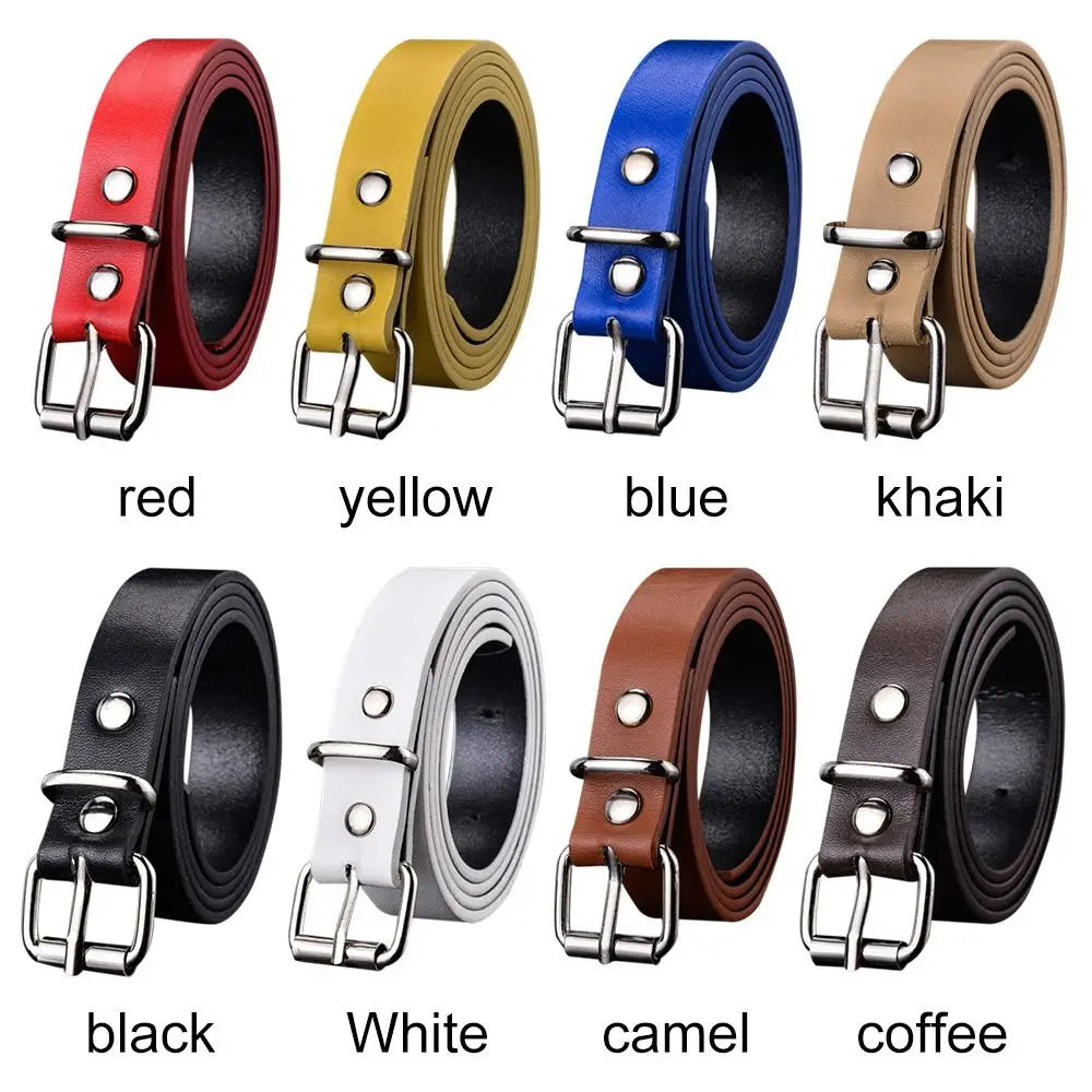 Children PU Leather Belts Boys Girls Kid Waist Strap Waistband Metal