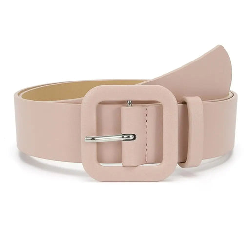 Fashion Women Leather Belt Candy Color Square Buckle Waistband Luxury