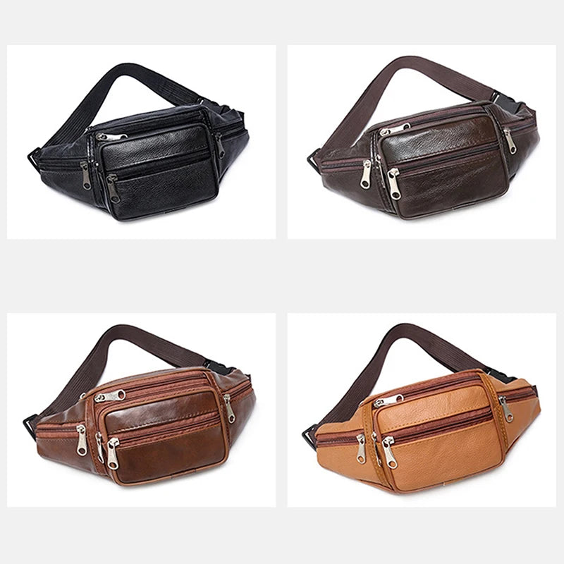 Men's Waist Pack PU Leather Bag Waist  Bag Male Artificial Leather