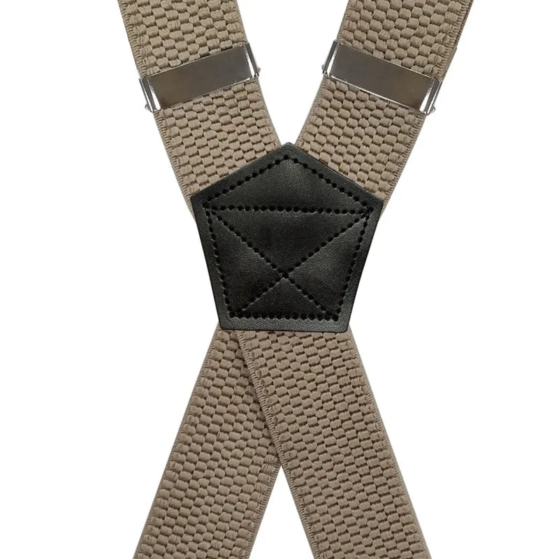 Heavy Duty Suspenders for Men Work Outdoor 3.8cm X-Back 4 Strong Clips