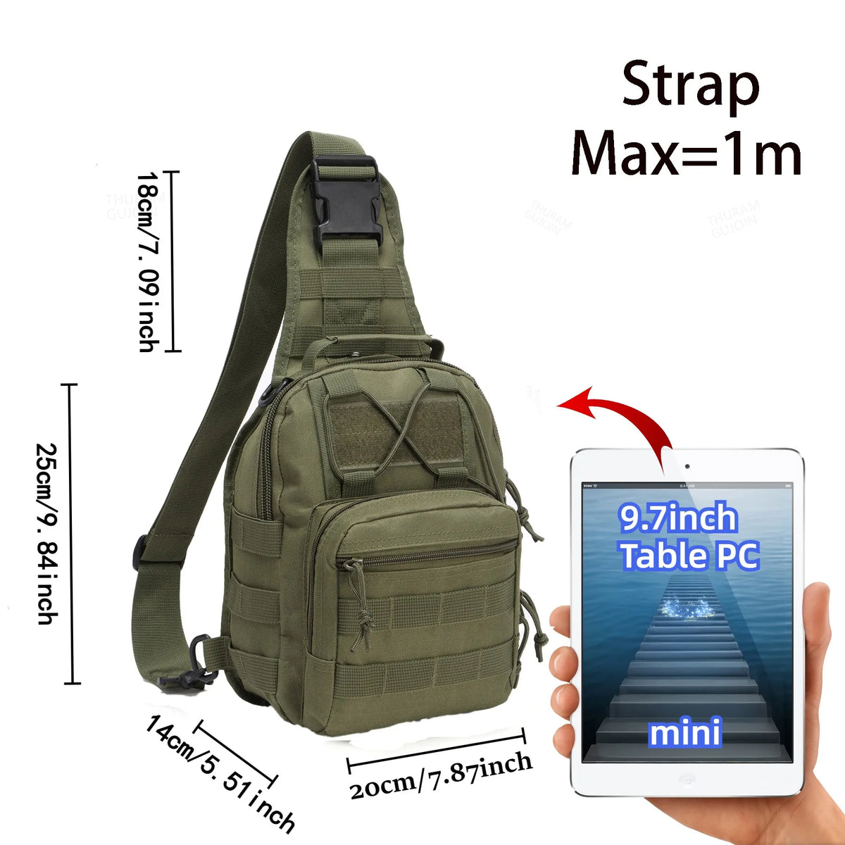 THURAM Outdoor Tactical Bag Backpack  Bag Pack Sling Shoulder