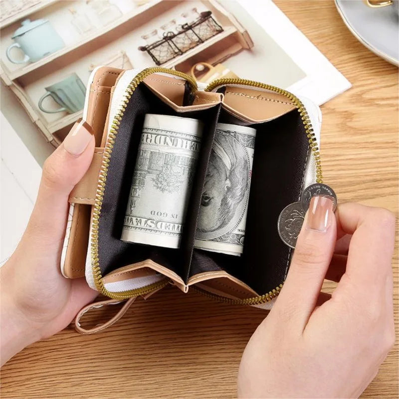 Japanese Cute Kitten Ladies Short Wallets Student Card Holder Bag with