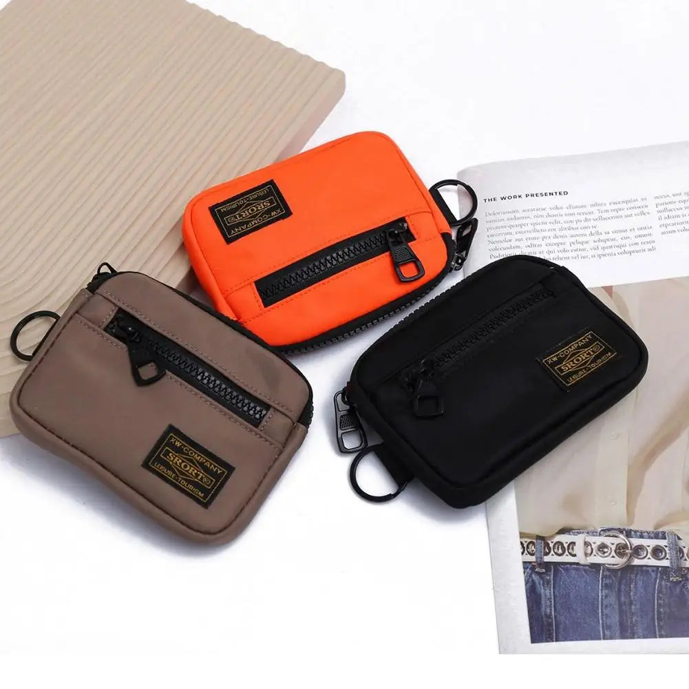 Small Casual Men's Coin Purse Canvas Zipper Short Wallet Retro Key