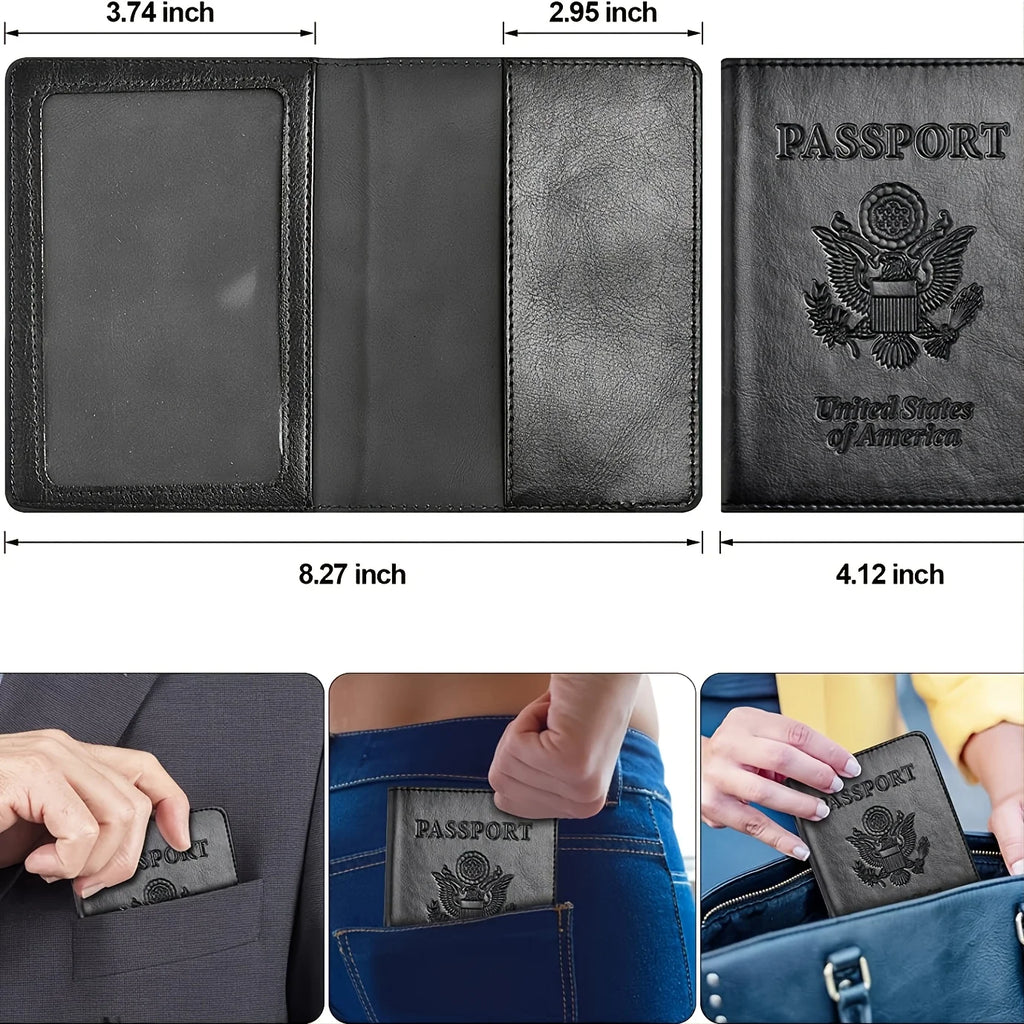 Travel Documents Holder Cover Wallet Travel Essentials RFID Blocking Leather