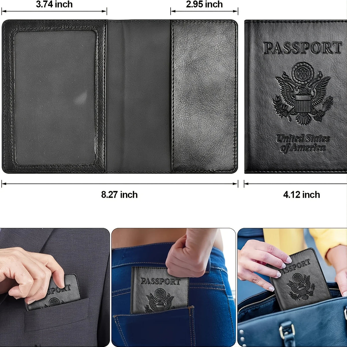 Travel Documents Holder Cover Wallet Travel Essentials RFID Blocking Leather