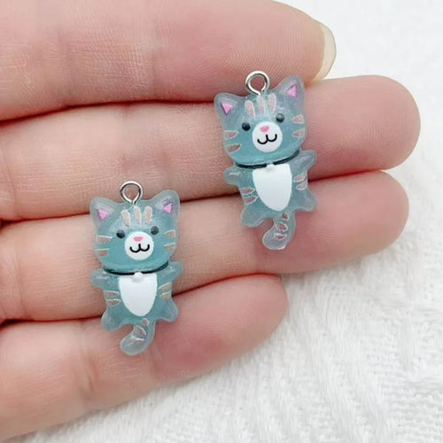 12pcs Cute Mini Cat Resin Pendant DIY Handmade Earrings Necklace
