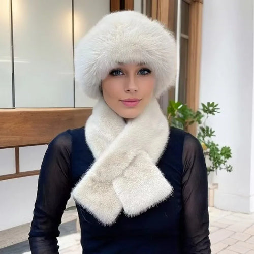 Luxury Faux Fur Hat & Scarf Set - Warm Elegant Versatile for Winter