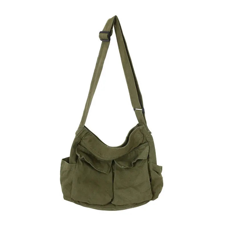 Workwear Canvas Shoulder Bag Large Capacity Retro Messenger Bag New
