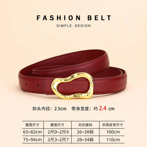 Genuine Leather Belt for Women; Fashionable Accessory for Versatile